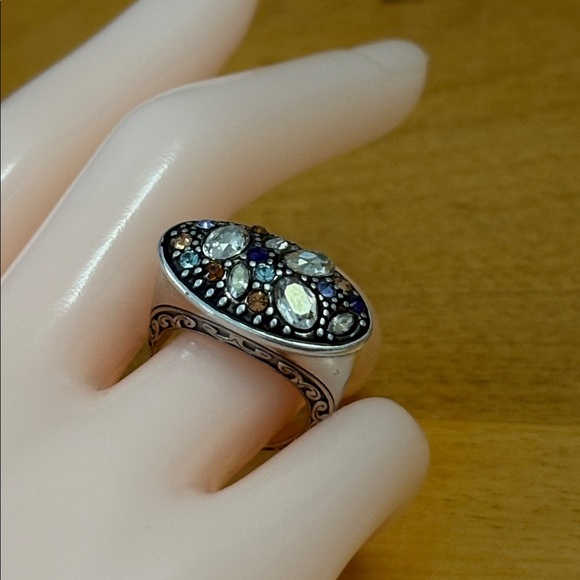 Brighton Crystal Voyage Swarovski Cocktail Ring Size 7.75 Silver Plated EUC - Picture 4 of 13